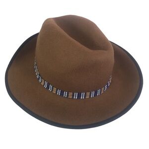 NEW Free People 100% wool hat brown with band O/S